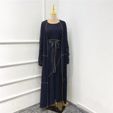 Zjkrl 3 Piece Abaya Dubai Islam Turkey Bangladesh Muslim Sets Hijab Modest Dress Kaftans For Women Robe Femme Ensembles Musulmans