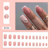 Zjkrl - 24pcs False Nails Tips with Glitter Design Press on Stick-on Nail Tips for Women and Girls