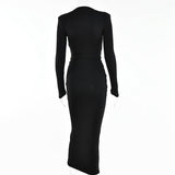 Zjkrl - Side Split Pleated Evening Dress Women Sexy Slim High Waist Elegant Party Robe Bodycon Deep V Neck Bandage Ladies Dress