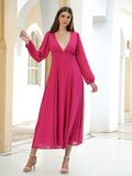 Zjkrl - 2023 Bikini Cover-ups Sexy Deep V-neck Long Sleeve Vacation Maxi Dress Summer Clothes Women Beach Wear Swim Suit Cover Up A1188