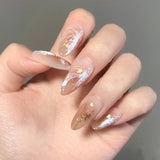 Zjkrl - 24 Pcs Pink Fake Nails Press on Nail Designs Art Long Tips False Forms with Glue Stick Stickers Reusable Set Acrylic Artificial