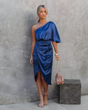 Zjkrl dress evening dress European and American women's sexy unilateral sleeve irregular skirt dress evening dress women ins hot