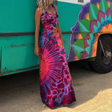 Zjkrl - 2023 Casual Summer Women Dress DIY Wearing Tie Dyeing Printing Fashion Sleeveless Dresses Sundress Beach Style Dresses