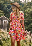 Zjkrl - Fashion Ladies Short Sleeve Casual Beach Dresses For Women 2023 Floral Casual Mini Summer Boho Woman Dress Elegant Clothes Robe