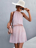 Zjkrl - 2023 Summer Short Floral Dress Women Sleeveless Mini Halter Boho Dress Ladies Sundress Flower Holiday Party Dress For Women Red