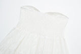 New Women White Strapless Lace Dress Sweet Ladies Sexy Mini Party Robe