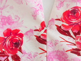 Women French Style Floral Print Dress Vintage Short Sleeve V Neck Ladies Holiday Summer Long Dress