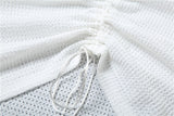 Zjkrl Sexy Hollow Out Mini Dress Women Fashion Strap Ruched Bodycon Beach Dresses 2023 Summer White See Through Night Club Outfits