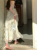 Zjkrl - 2023 Summer Chiffon French Elegant Midi Dress Women Beach Style Sexy Strap Dress Party Casual One Piece Dress Korean Fashion