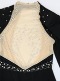 Zjkrl - Cocktail Dresses For Women Evening Party Kricesseen Sexy Crystal Beading Mesh Patchwork Mini Dress Womens Long Sleeve Backless Bodycon Dresses Party Clubwear Outfits