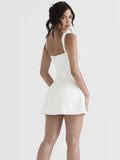 Zjkrl - Karlofea Elegant Classy Satin Mini Dresses Women Wedding Guest Cocktail Party Outfits Sexy Chest Lace Padded A Line White Dress