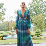 Zjkrl Sexy V-Neck Backless Hollow Out Dress 2023 Summer Women Lantern Sleeve Club Party Long Maxi Dresses Tunic Beach Cover Up A916