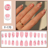 Simple French Wearable False Nails Almond Colorful Stripes Colorblock Design Manicure Fake Nails Line Full Cover Press On Nail
