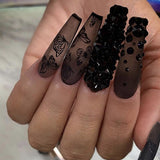 Zjkrl - Fashionable Butterfly Flower False Nails Long Detachable French Nail Tips for Girl Fake Nails Press on Acrylic Nails