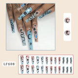 Zjkrl - Fashionable Butterfly Flower False Nails Long Detachable French Nail Tips for Girl Fake Nails Press on Acrylic Nails