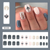 Zjkrl - 24pcs False Nails Tips with Glitter Design Press on Stick-on Nail Tips for Women and Girls
