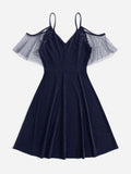Zjkrl - Glitter Off Shoulder Plus Size 4xl Midi Dress Women's A Line Elegant Summer 2023 Large Solid Clothing Prom Evening Party Dresses