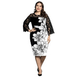 Zjkrl - Elegant Dresses For Women Oversized Formal Party Midi Dress Hollow Out Three Quarter O-Neck Sexy Bodycon Spring Evening Vestidos