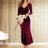 Zjkrl Women Elegant Solid Color Bodycon Dresses Autumn Fashion V-Neck Party Dress Lady 2023 Spring Casual Long Sleeve Dress Vestidos