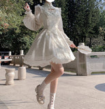 Lolita Off White Long Dresses For Women Cheongsams New Chinese Daily Style Little Chap Vintage Clothes Graduation Fairy Lovely