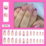 Zjkrl - 24pcs False Nails Tips with Glitter Design Press on Stick-on Nail Tips for Women and Girls