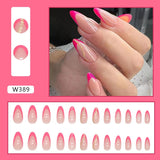 Zjkrl - 24pcs False Nails Tips with Glitter Design Press on Stick-on Nail Tips for Women and Girls