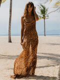 Zjkrl Sexy Spaghetti Strap Leopard Long Sundress Maxi Dress Summer Clothing For Women Club Party Dresses Evening Beach Wear A1224