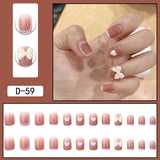 Zjkrl - 24Pcs/Set Press On Fake Nails Green Wearing Reusable False Nails Art Girls Ballerina Coffin Nail With Glue Full Cover Artificial