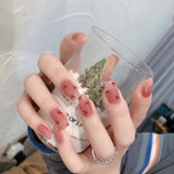 Zjkrl - 24Pcs/Set Press On Fake Nails Green Wearing Reusable False Nails Art Girls Ballerina Coffin Nail With Glue Full Cover Artificial