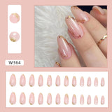 Zjkrl - 24pcs False Nails Tips with Glitter Design Press on Stick-on Nail Tips for Women and Girls