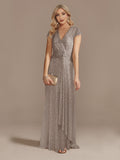 Zjkrl New Luxury Champagne V-Neck Sequin Evening Dress Women Party Maxi Dress Beading Gowns Long Prom Cocktail Dresses