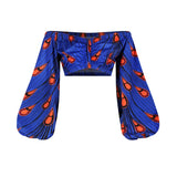 Zjkrl - African Dresses for Women Autumn 2-piece Set Lady Full Sleeve Shoulder Off Festher Dashiki Print Split Skirts Africna Clothes