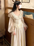 Zjkrl - Fairy Pure Color Midi Dress Women Long Sleeve French Elegant Dress Beach Party Korean Fashion Dress Casual Design Summer 2023