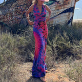 Zjkrl - 2023 Casual Summer Women Dress DIY Wearing Tie Dyeing Printing Fashion Sleeveless Dresses Sundress Beach Style Dresses