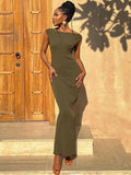 Zjkrl - Green Knitted Dress for Women 2023 Summer Sexy O-Neck Sleeveless Split Elegant Maxi Dress Club Party Outfits Casual Long Dress