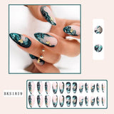 Simple French Wearable False Nails Almond Colorful Stripes Colorblock Design Manicure Fake Nails Line Full Cover Press On Nail