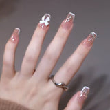 Zjkrl - 24 Pcs Pink Fake Nails Press on Nail Designs Art Long Tips False Forms with Glue Stick Stickers Reusable Set Acrylic Artificial