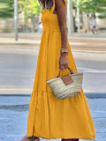 Zjkrl - 2023 New Summer Ruffle Sleeve Long Dress Retro Plaid Printed Beach Maxi Dress Women Sexy Square Neck Loose Hem A-Line Dress
