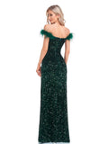 Zjkrl Elegant Evening Dresses Green Sequin Sexy Split Party Backless Women Long luxurious Gown Formal Dress Cocktail 2023