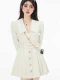 Zjkrl France Vintage Party Mini Dresses Women Korean Style Elegant Pleated Dress Female Warm Sweet Retro Dress Coat Autumn Winter