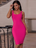 Zjkrl - Elegant Sleeveless Bodycon Bandage Dress for Women 2023 Summer Basic Green Sexy Dresses Roung Neck Evening Club Party Dress Midi