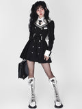 Zjkrl Black Korean Style Elegant Dress Women Navy Collar Sweet Party Mini Dress Female Long Sleeve College Style One-piece Dress 2023