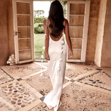 White Holiday Long Woman Clothes Straps Straight Prom Dress with Large Open Back Lace Up Three-Dimensional Flower Dresses