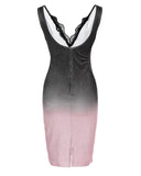 Ombre Colorblock Contrast Lace Glitter Bodycon Party Dress