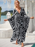Sexy Vacation Oversize Loose Beach Dress Women 2023 Summer One Size Print Smock Sundress Boho Dresses For Women