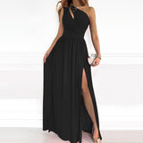 Zjkrl - 2023 Summer Women One Shoulder Floral Print Maxi Dress Girls High Slit Long Dresses Asymmetric Party Dresses Vestidos De Fiesta
