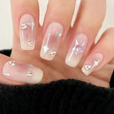Zjkrl - 24 Pcs Pink Fake Nails Press on Nail Designs Art Long Tips False Forms with Glue Stick Stickers Reusable Set Acrylic Artificial