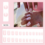 Zjkrl - 24pcs False Nails Tips with Glitter Design Press on Stick-on Nail Tips for Women and Girls