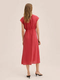 Women Vintage Front Bow Bandage A-line Party Dress Sexy Deep V neck Solid High Street Casual Dress Summer New Fashion