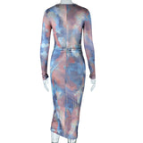 Zjkrl - Casual Sexy O-neck Printed Bodycon Party Dress for Women Streetwear Y2K 2023 Spring Summer Ladies Nightclub Mid-calf Vestidos